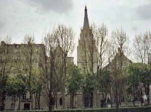The American Church in Paris, hidden by the trees