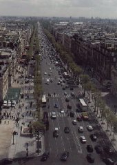 Looking east from the top of Arc de Triomphe along the Champs Elysees